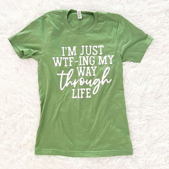 I’m Just WTF-ing My Way Through Life Unisex Graphic Tee, Sz XS - Picture 6 of 6